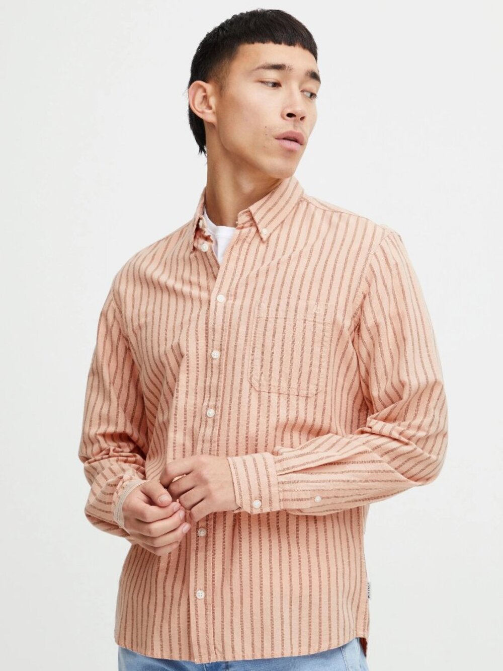 Blend Apricot Stripe Long Sleeve Shirt/17010